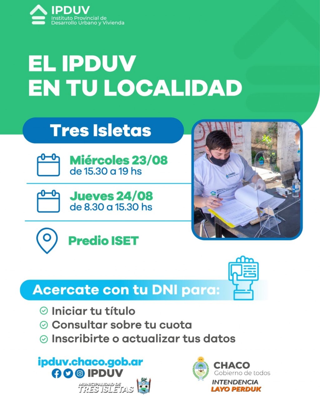 EQUIPOS DEL IPDUV ESTAR EN TRES ISLETAS PARA HACER INSCRIPCI N Y